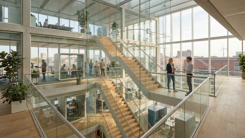 kantoor met glazen trap